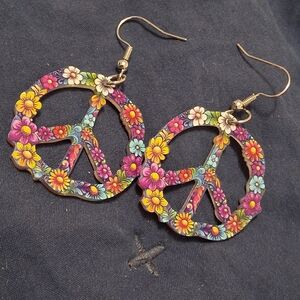 Floral Peace Sign Earrings